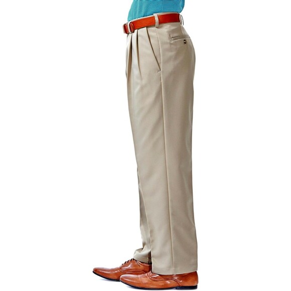 Haggar Men's Cool 18 Hidden Expandable Waist Pleat Front Pant 34 x 31 New - Picture 2 of 3
